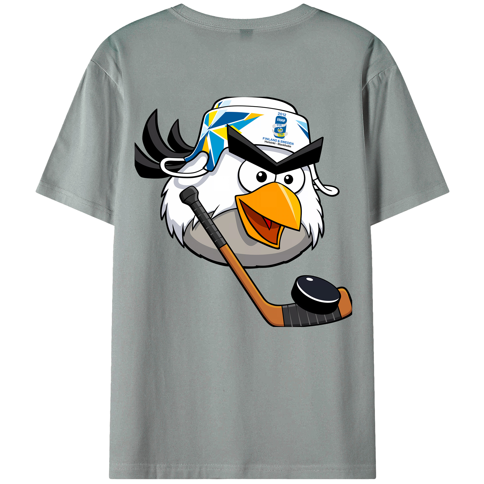 （画像用） Angry Birds アングリーバード 綿100％ メンズ半袖Tシャツ（バックプリント） 通気性
